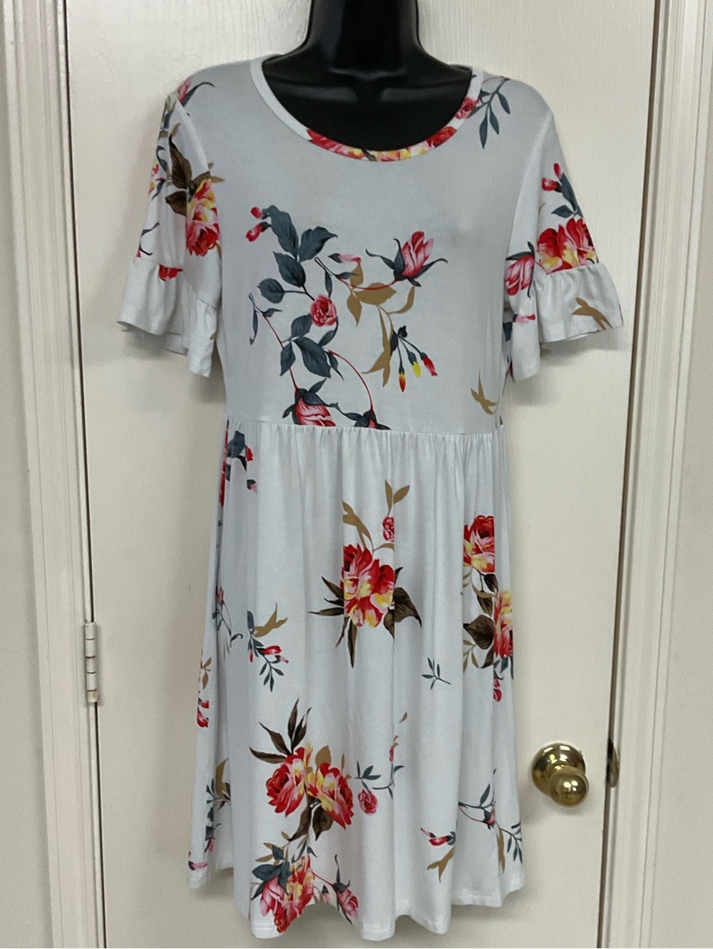 Vishow Floral Ruffle Short Sleeve Mini Dress